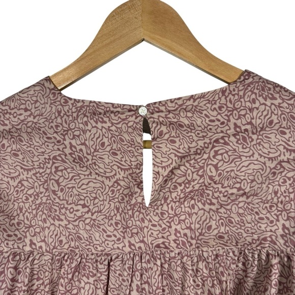 Anna Sui x Uniqlo Peasant Boho Printed Bishop Sleeve Blouse Mauve Size XS - Picture 9 of 11